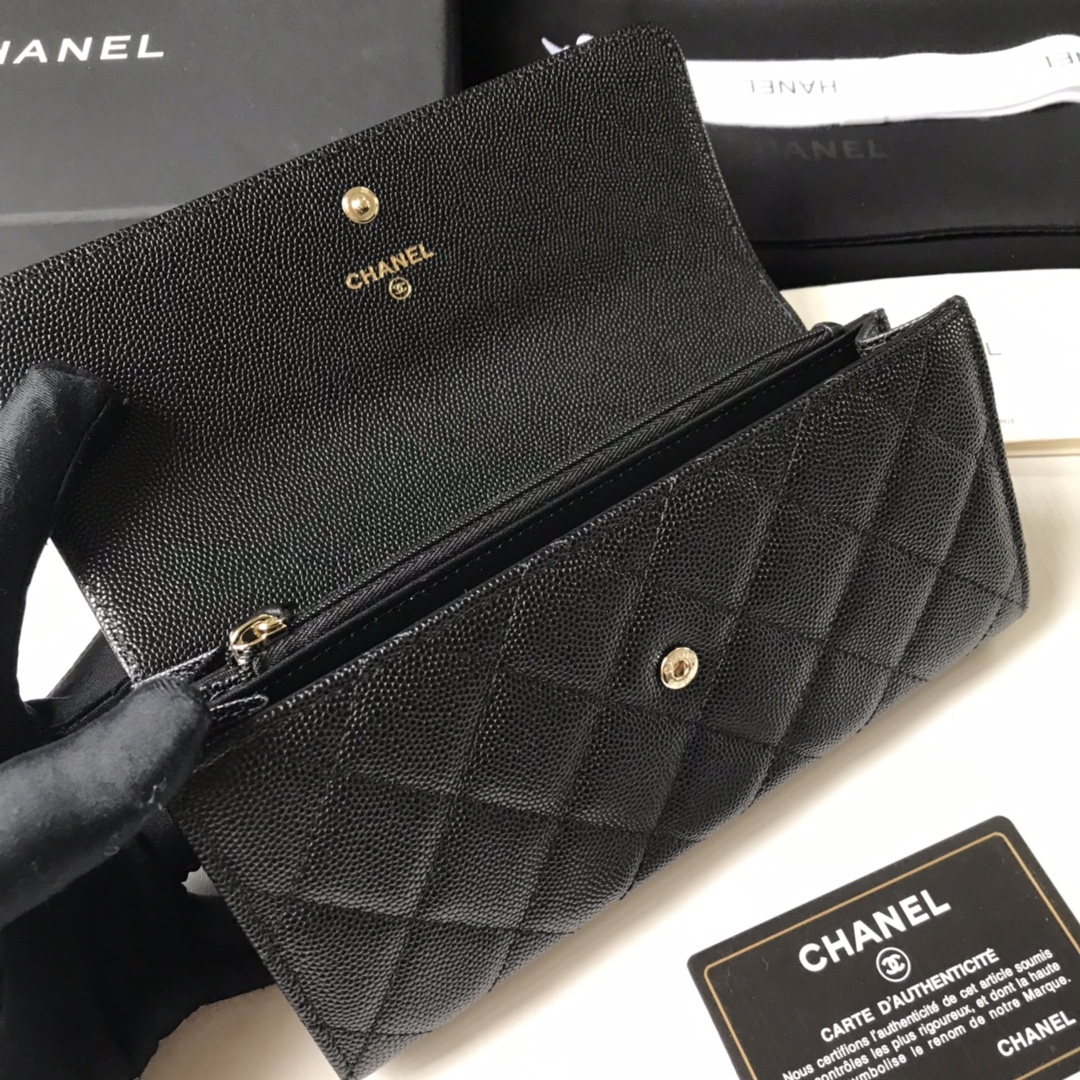 Best Price Chanel Wallet 1849-1 Grained Calfskin Black