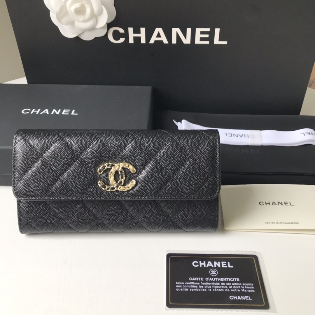 Best Price Chanel Wallet 1849-1 Grained Calfskin Black