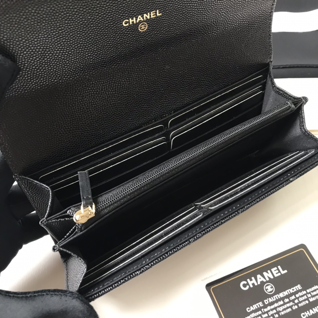 Best Price Chanel Wallet 1849-1 Grained Calfskin Black