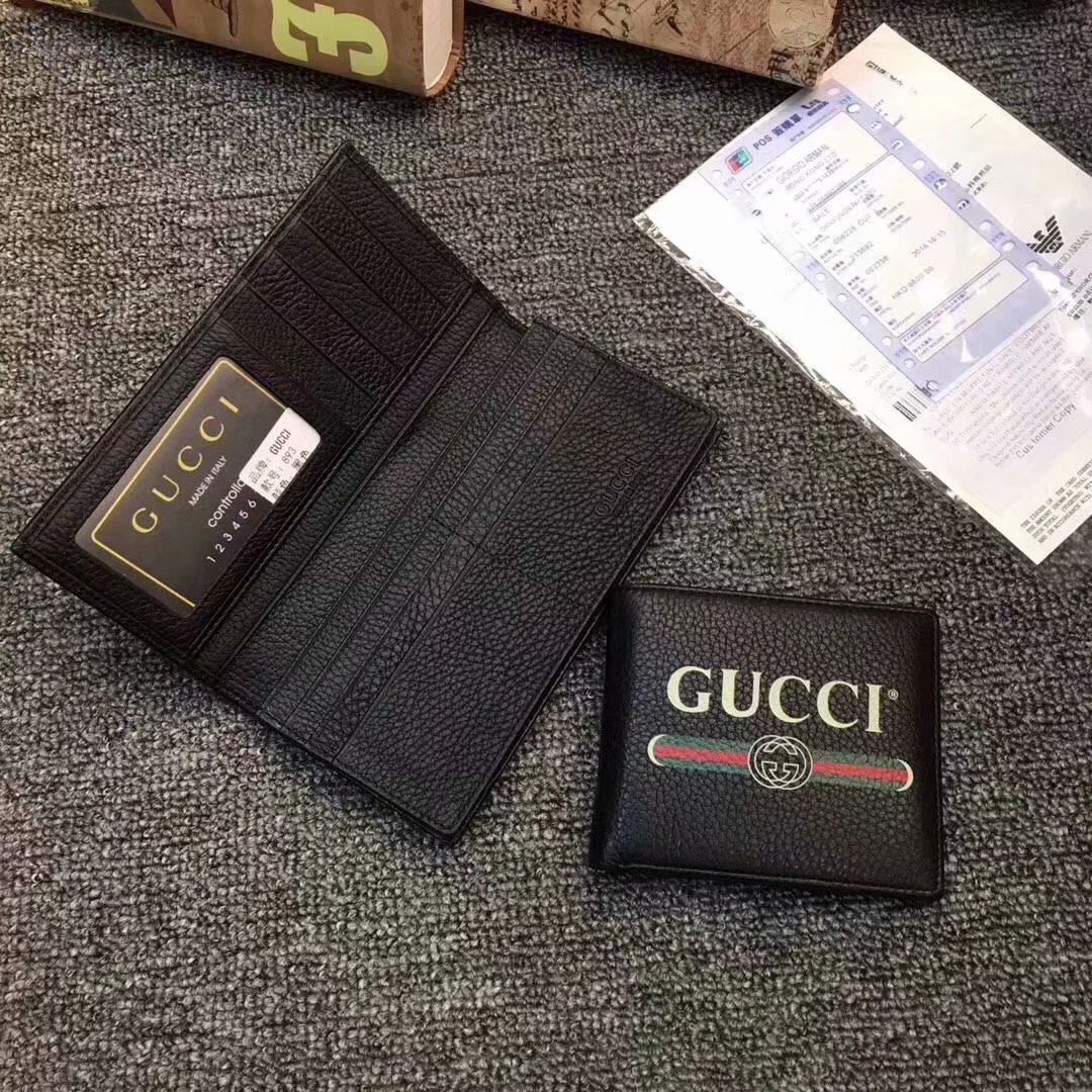 Best Price Gucci Men Leather Wallet Print Logo With Box
