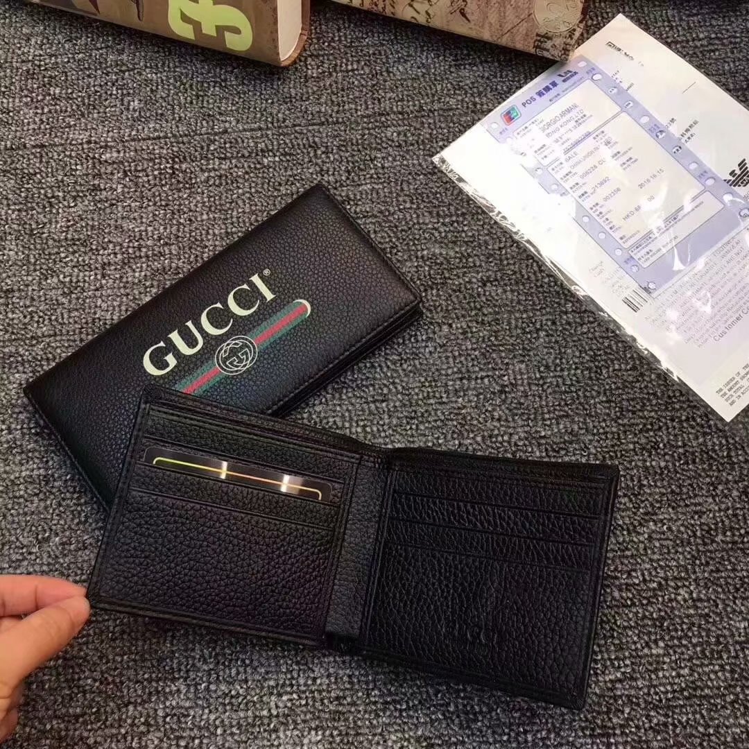 Best Price Gucci Men Leather Wallet Print Logo With Box