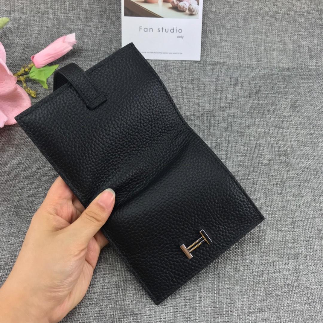 Best Price H5120 Hermes Bearn Short Wallet in Epsom Calfskin Black