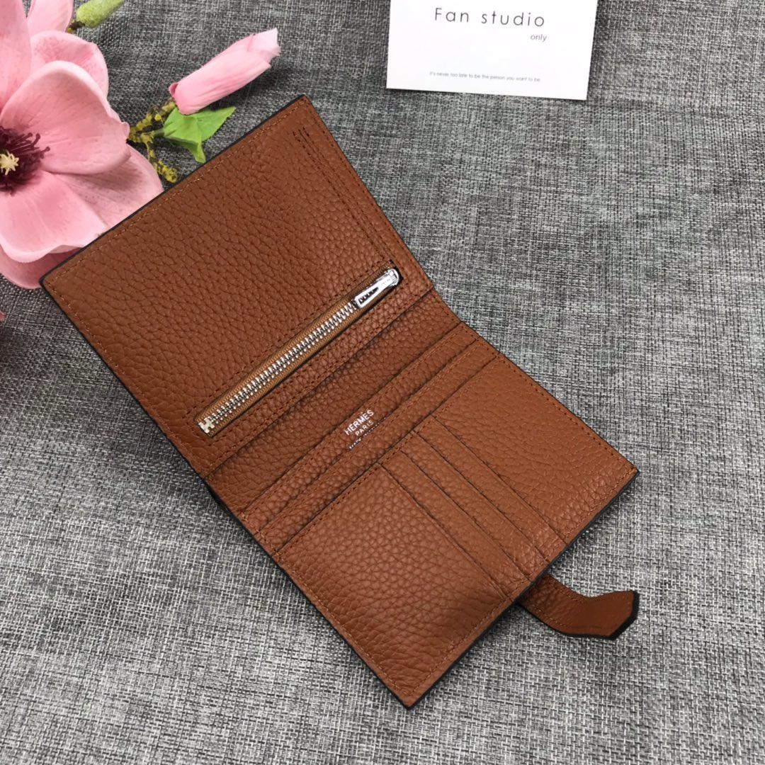 Best Price H5120 Hermes Bearn Short Wallet in Epsom Calfskin Coffee