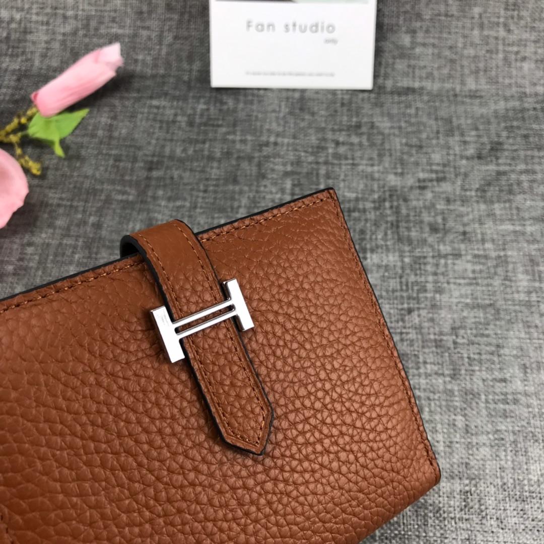 Best Price H5120 Hermes Bearn Short Wallet in Epsom Calfskin Coffee