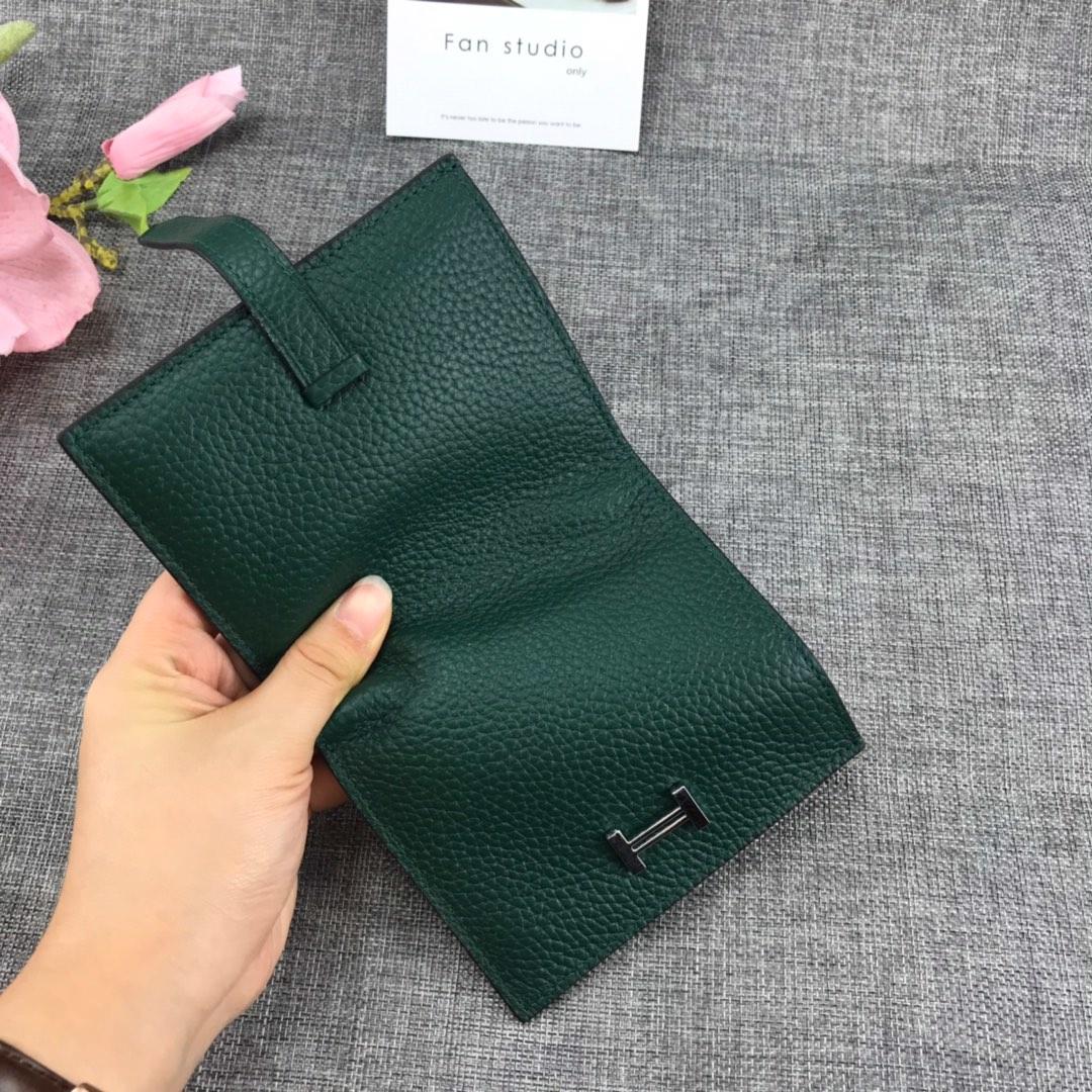 Best Price H5120 Hermes Bearn Short Wallet in Epsom Calfskin Green