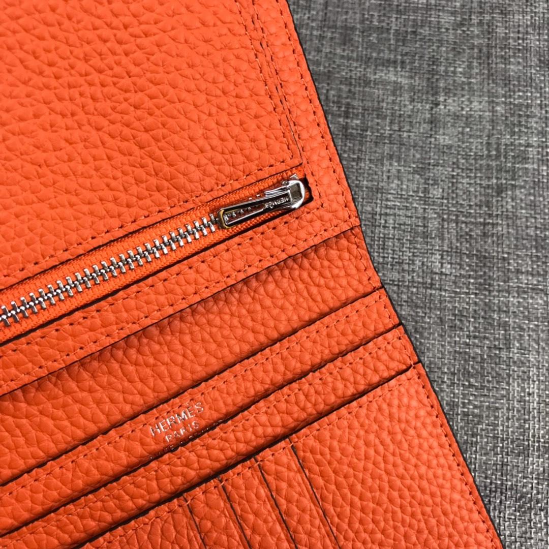 Best Price H5120 Hermes Bearn Short Wallet in Epsom Calfskin Orange