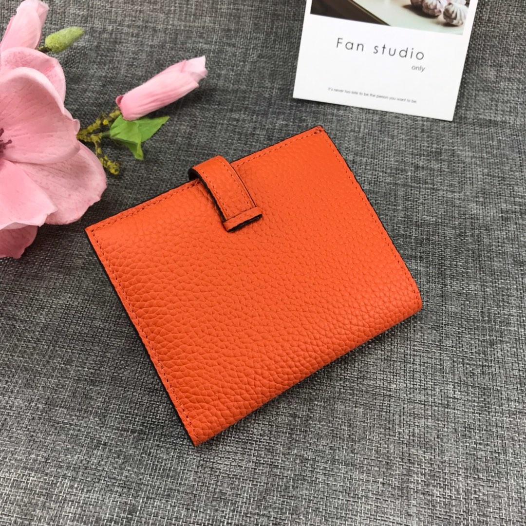 Best Price H5120 Hermes Bearn Short Wallet in Epsom Calfskin Orange