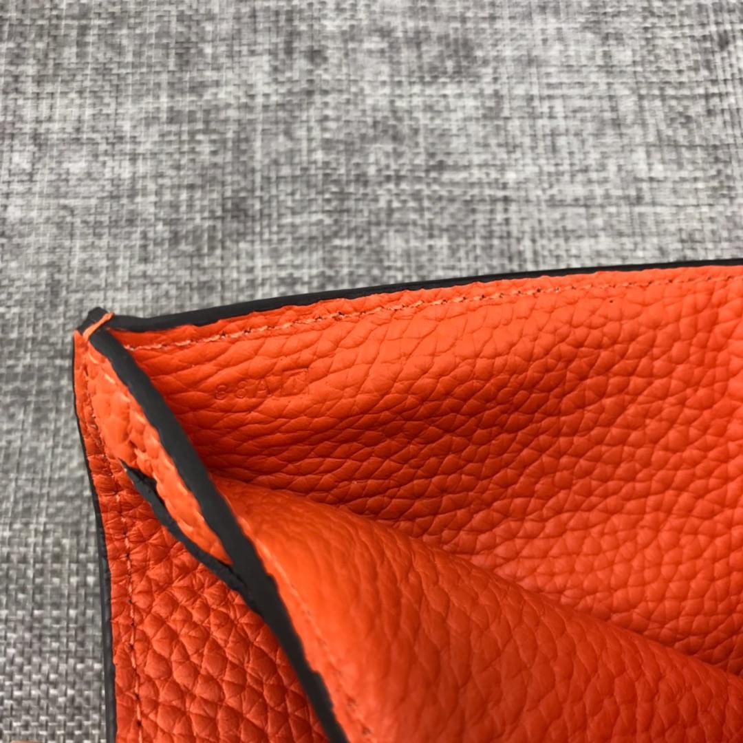 Best Price H5120 Hermes Bearn Short Wallet in Epsom Calfskin Orange