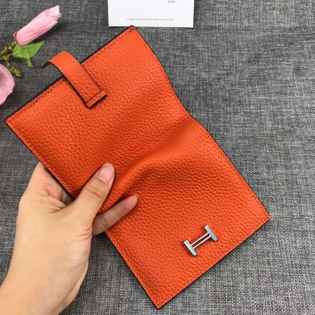 Best Price H5120 Hermes Bearn Short Wallet in Epsom Calfskin Orange