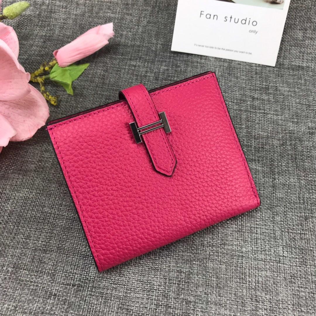 Best Price H5120 Hermes Bearn Short Wallet in Epsom Calfskin Pink