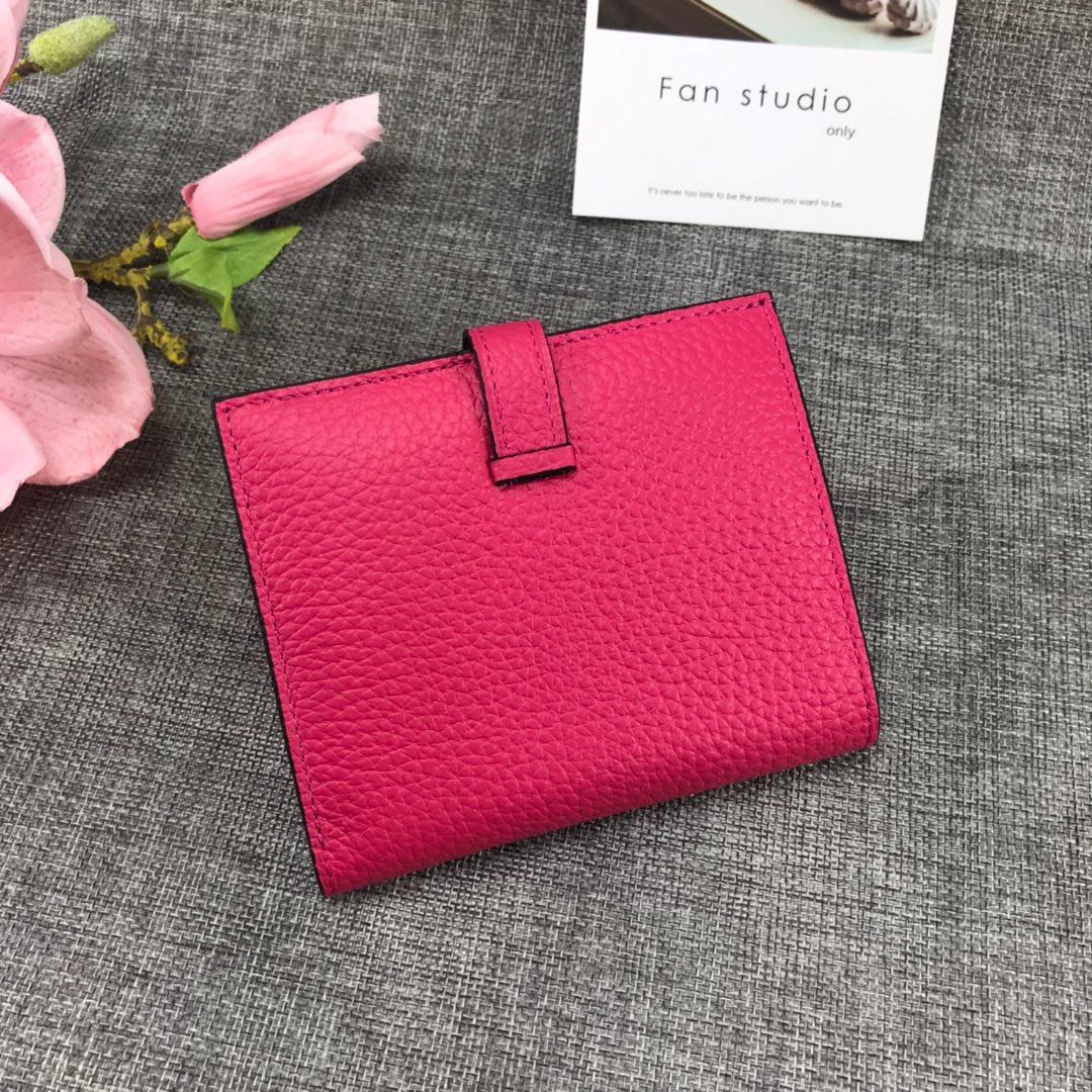 Best Price H5120 Hermes Bearn Short Wallet in Epsom Calfskin Pink