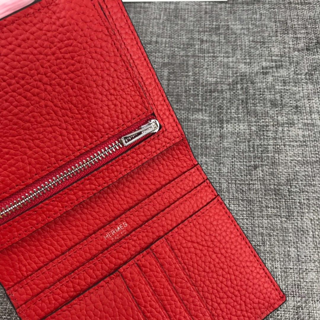 Best Price H5120 Hermes Bearn Short Wallet in Epsom Calfskin Red