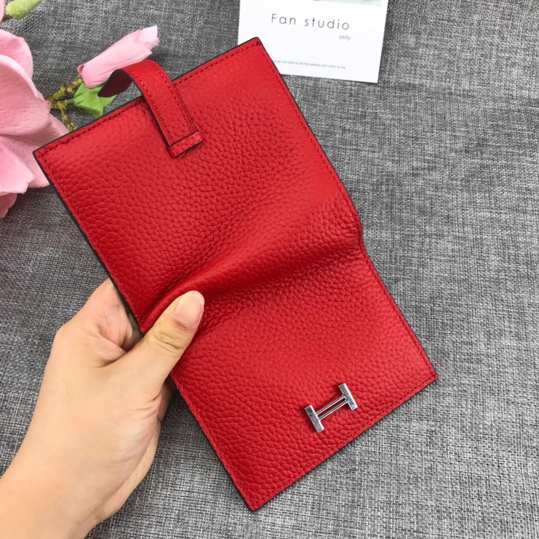 Best Price H5120 Hermes Bearn Short Wallet in Epsom Calfskin Red