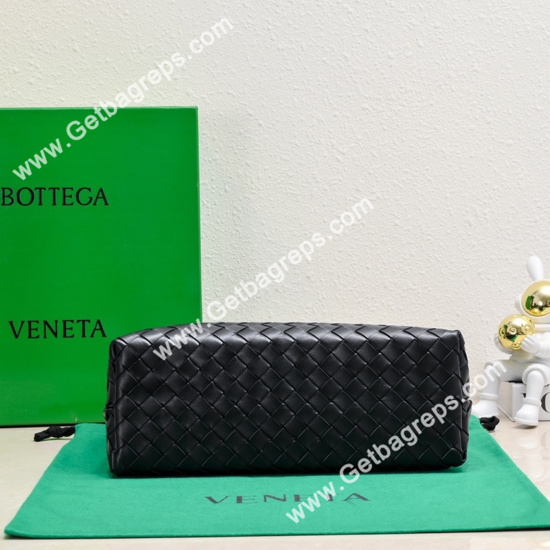 Bottega Veneta 32cm Andiamo Normal Chain Top Handle Bag in Supple Intrecciato Leather Black