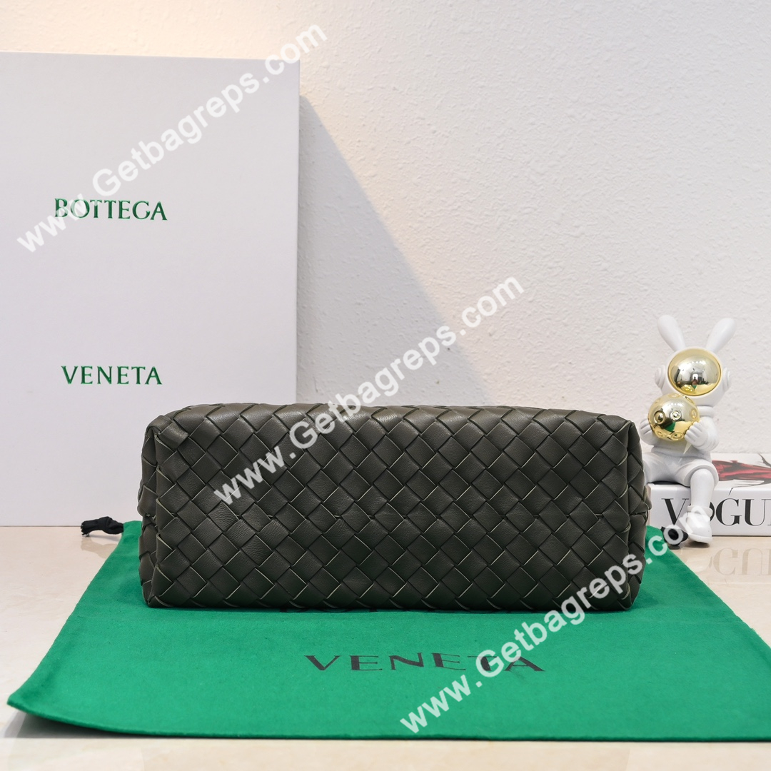 Bottega Veneta 32cm Andiamo Normal Chain Top Handle Bag in Supple Intrecciato Leather Dark Green-1