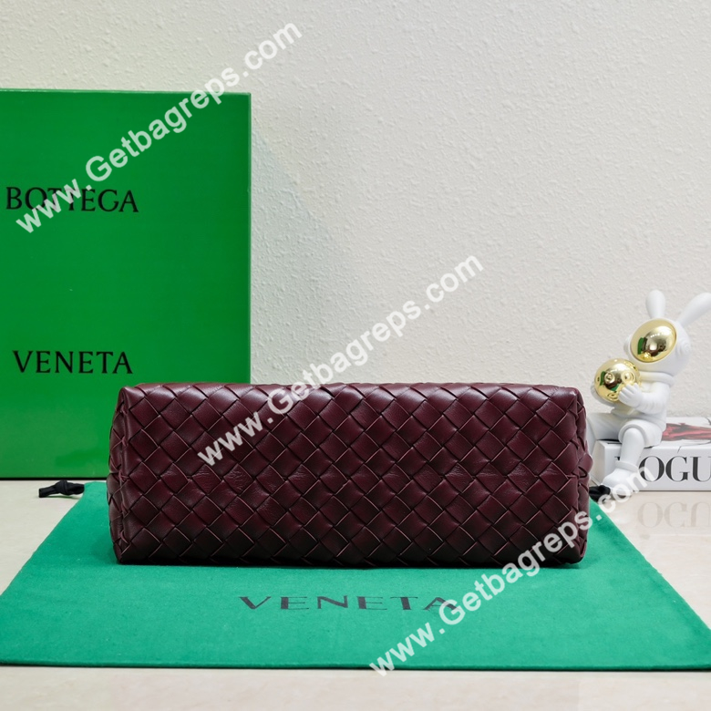 Bottega Veneta 32cm Andiamo Normal Chain Top Handle Bag in Supple Intrecciato Leather Dark Wine