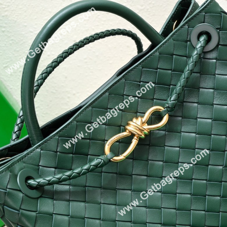 Bottega Veneta 32cm Andiamo Normal Chain Top Handle Bag in Supple Intrecciato Leather Green-1