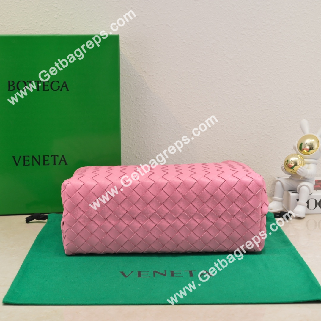 Bottega Veneta 32cm Andiamo Normal Chain Top Handle Bag in Supple Intrecciato Leather Rose