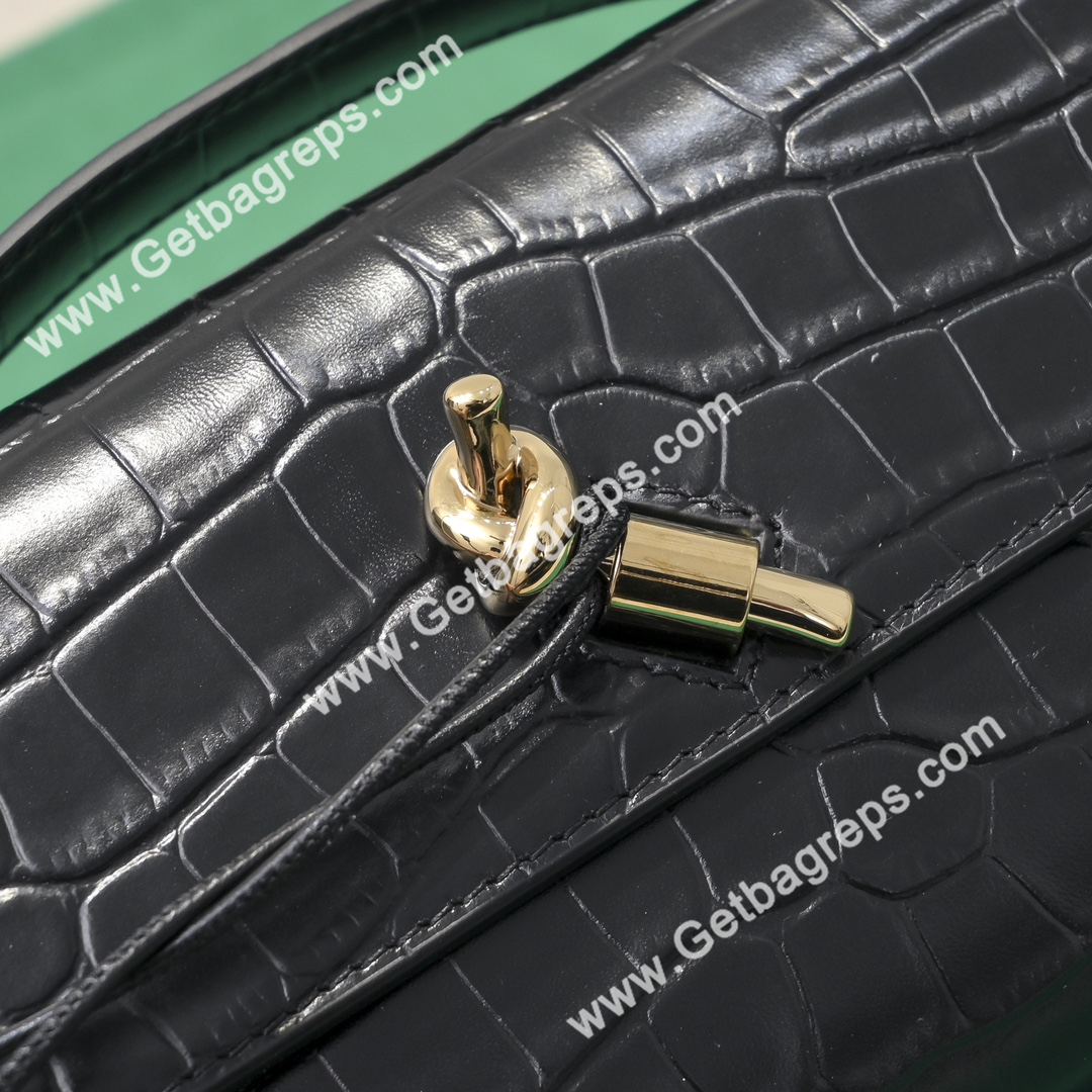 Bottega Veneta Andiamo Clutch Top Handle Clutch in Crocodile Black