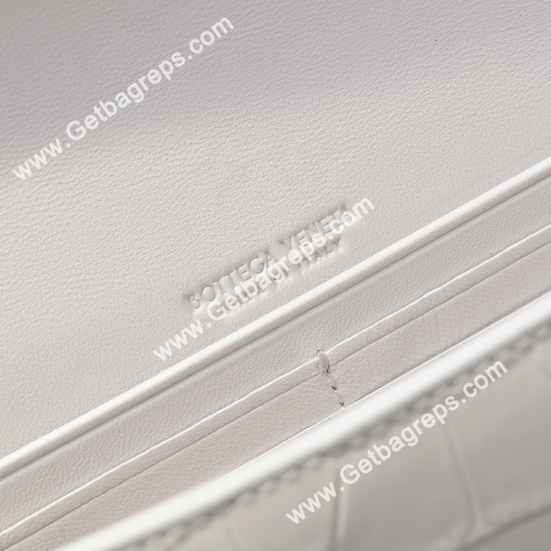 Bottega Veneta Andiamo Clutch Top Handle Clutch in Crocodile White