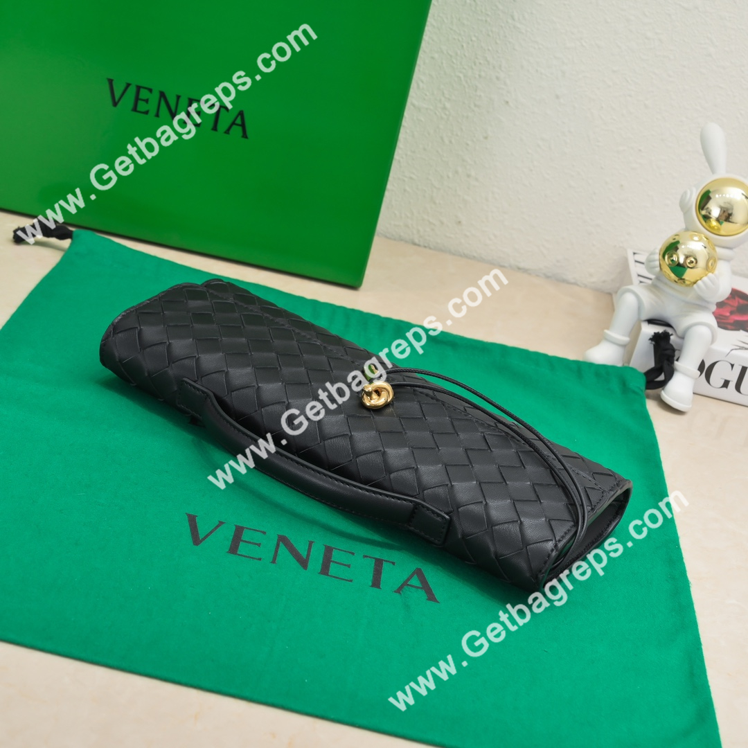 Bottega Veneta Andiamo Clutch Top Handle Clutch in in Supple Intrecciato Leather Black