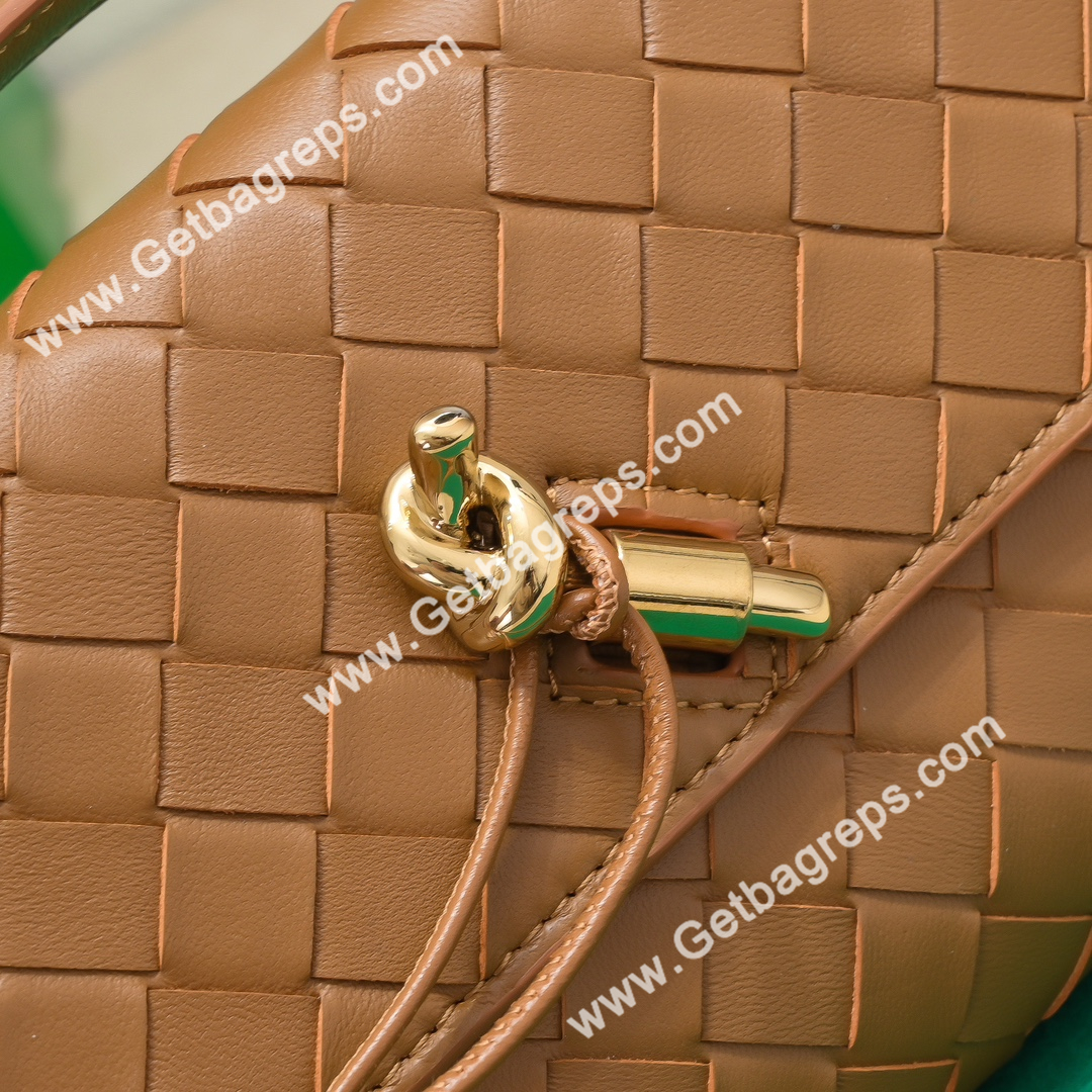 Bottega Veneta Andiamo Clutch Top Handle Clutch in in Supple Intrecciato Leather Brown