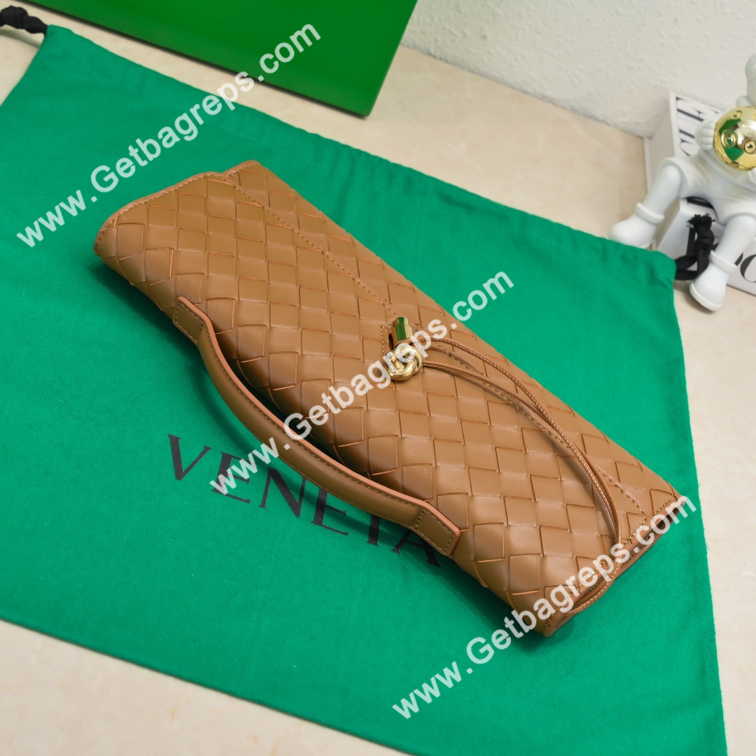 Bottega Veneta Andiamo Clutch Top Handle Clutch in in Supple Intrecciato Leather Brown