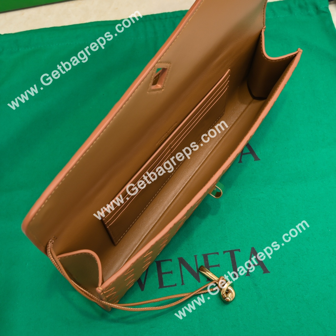 Bottega Veneta Andiamo Clutch Top Handle Clutch in in Supple Intrecciato Leather Brown