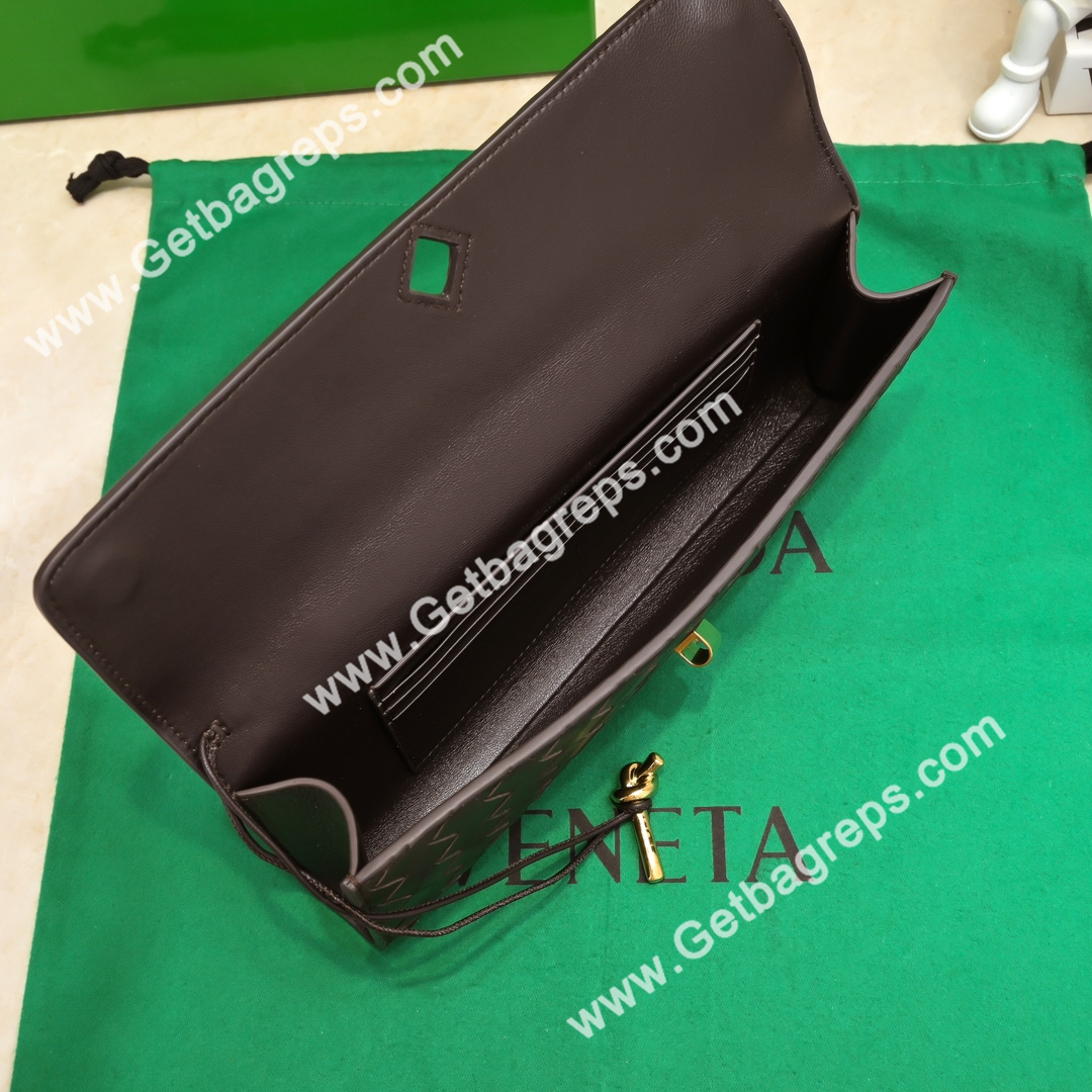 Bottega Veneta Andiamo Clutch Top Handle Clutch in in Supple Intrecciato Leather Coffee