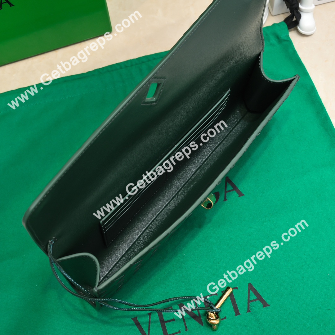Bottega Veneta Andiamo Clutch Top Handle Clutch in in Supple Intrecciato Leather Dark Green