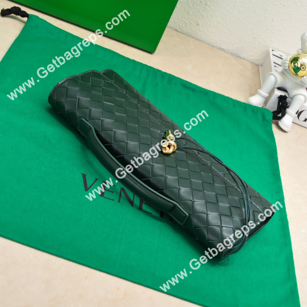 Bottega Veneta Andiamo Clutch Top Handle Clutch in in Supple Intrecciato Leather Dark Green