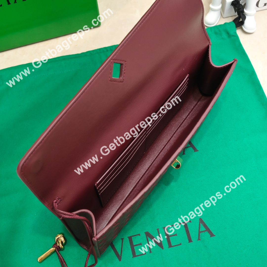 Bottega Veneta Andiamo Clutch Top Handle Clutch in in Supple Intrecciato Leather Dark Red