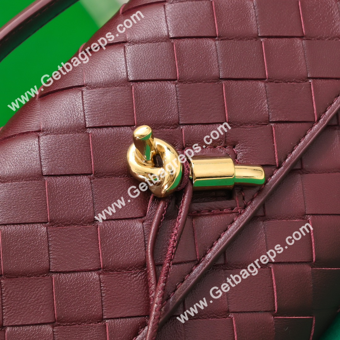 Bottega Veneta Andiamo Clutch Top Handle Clutch in in Supple Intrecciato Leather Dark Red