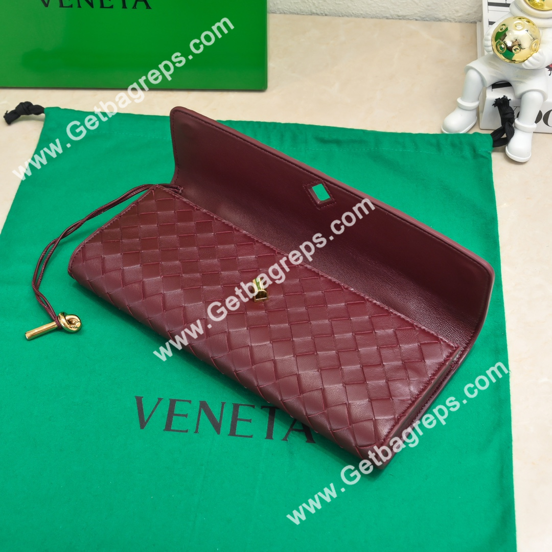 Bottega Veneta Andiamo Clutch Top Handle Clutch in in Supple Intrecciato Leather Dark Red