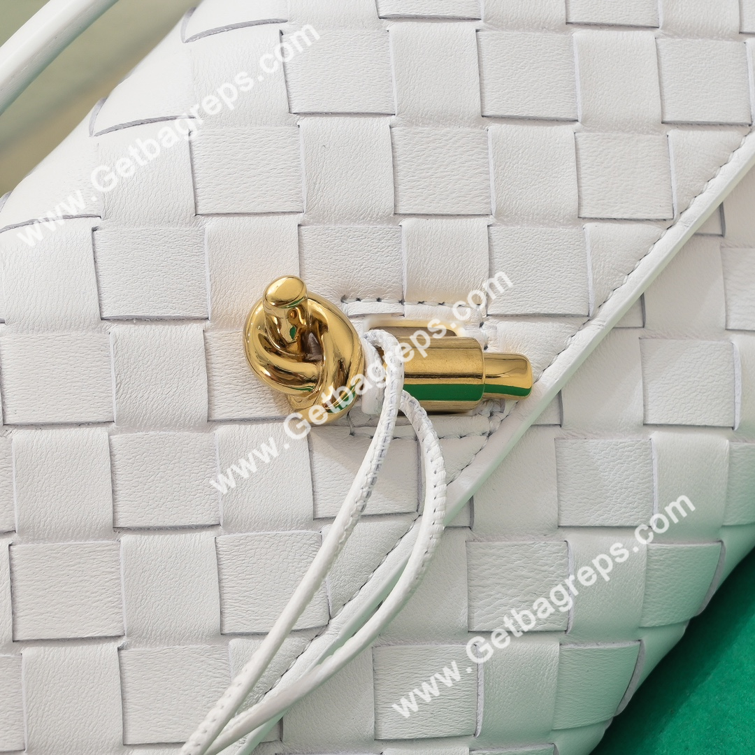 Bottega Veneta Andiamo Clutch Top Handle Clutch in in Supple Intrecciato Leather White