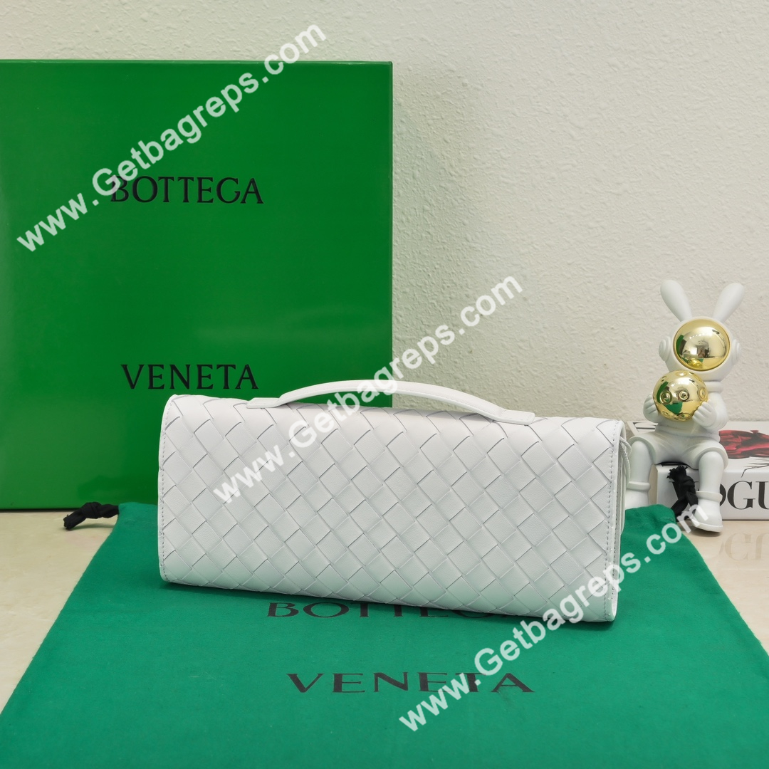 Bottega Veneta Andiamo Clutch Top Handle Clutch in in Supple Intrecciato Leather White