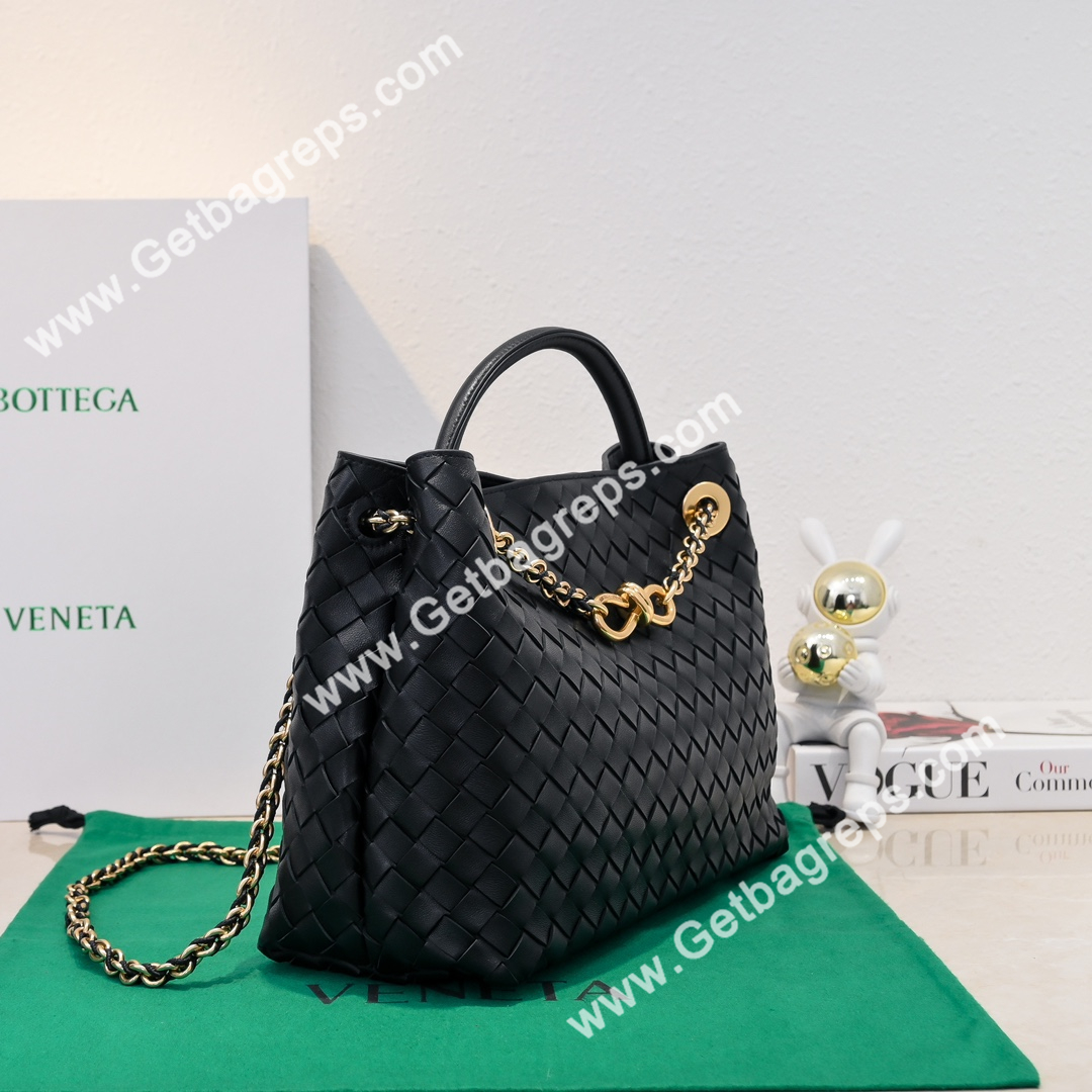 Bottega Veneta Andiamo Intrecciato Leather Top Handle Bag 32cm Black