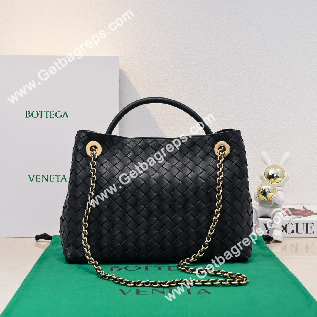 Bottega Veneta Andiamo Intrecciato Leather Top Handle Bag 32cm Black