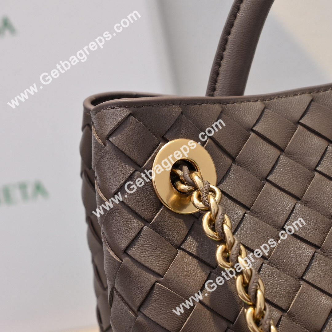 Bottega Veneta Andiamo Intrecciato Leather Top Handle Bag 32cm Brown