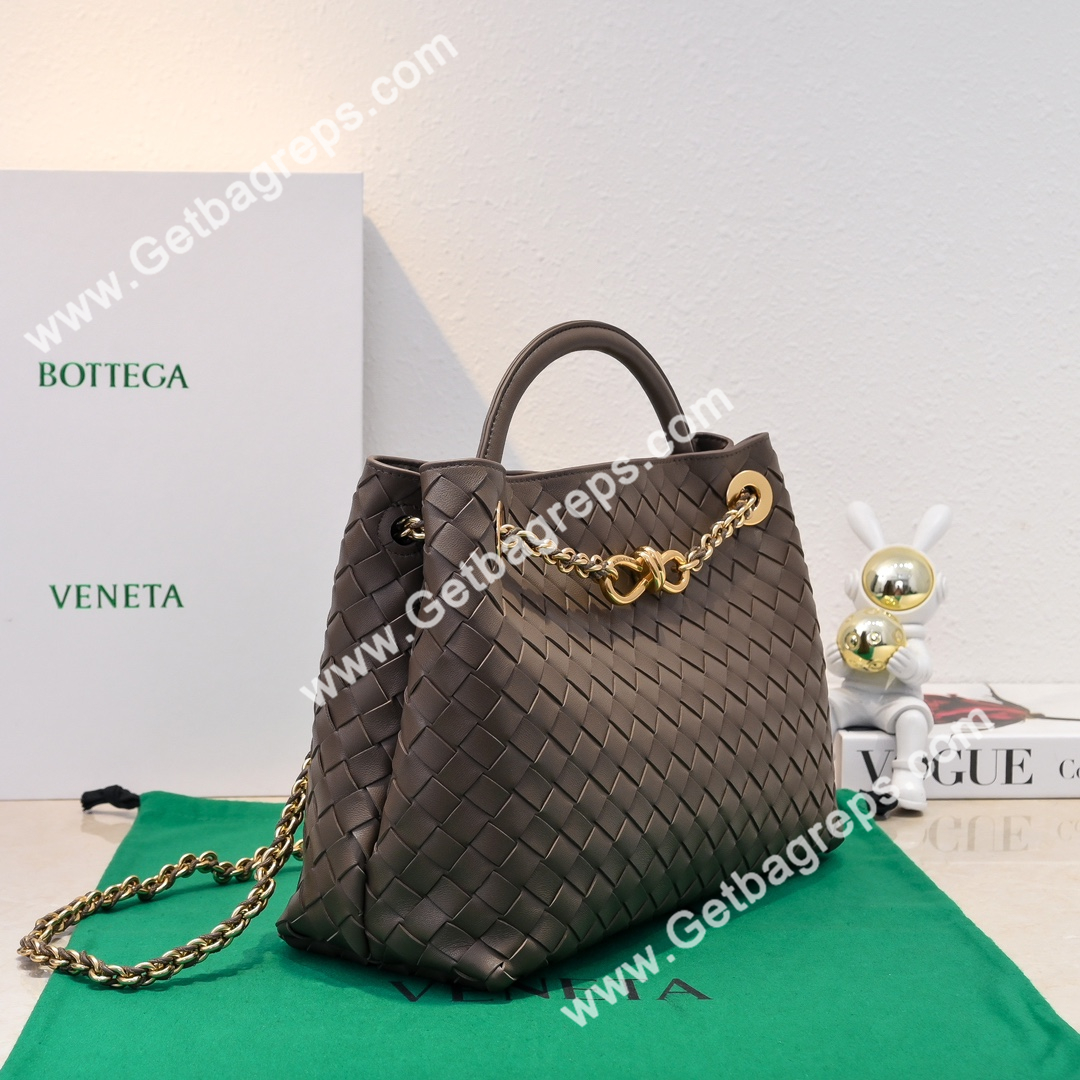 Bottega Veneta Andiamo Intrecciato Leather Top Handle Bag 32cm Brown