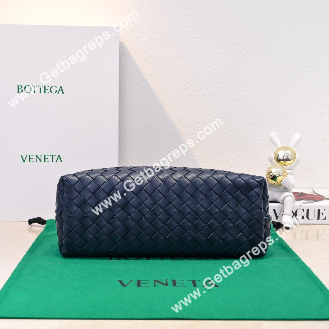 Bottega Veneta Andiamo Intrecciato Leather Top Handle Bag 32cm Dark Blue