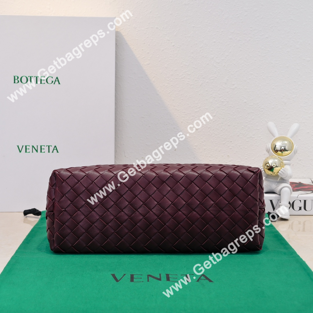 Bottega Veneta Andiamo Intrecciato Leather Top Handle Bag 32cm Dark Red