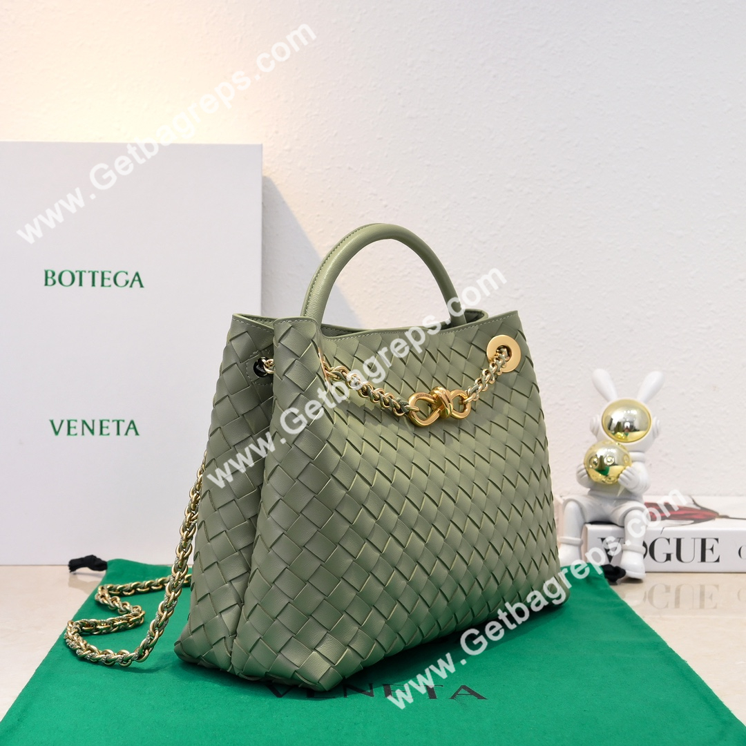Bottega Veneta Andiamo Intrecciato Leather Top Handle Bag 32cm Grass Green