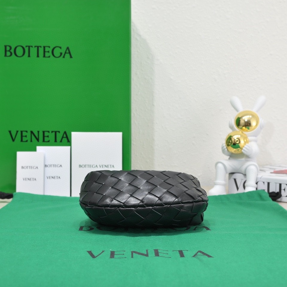 Bottega Veneta Candy Jodie Micro Intrecciato Leather Top Handle Bag Black