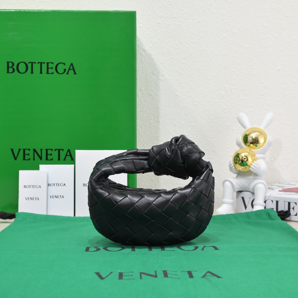 Bottega Veneta Candy Jodie Micro Intrecciato Leather Top Handle Bag Black