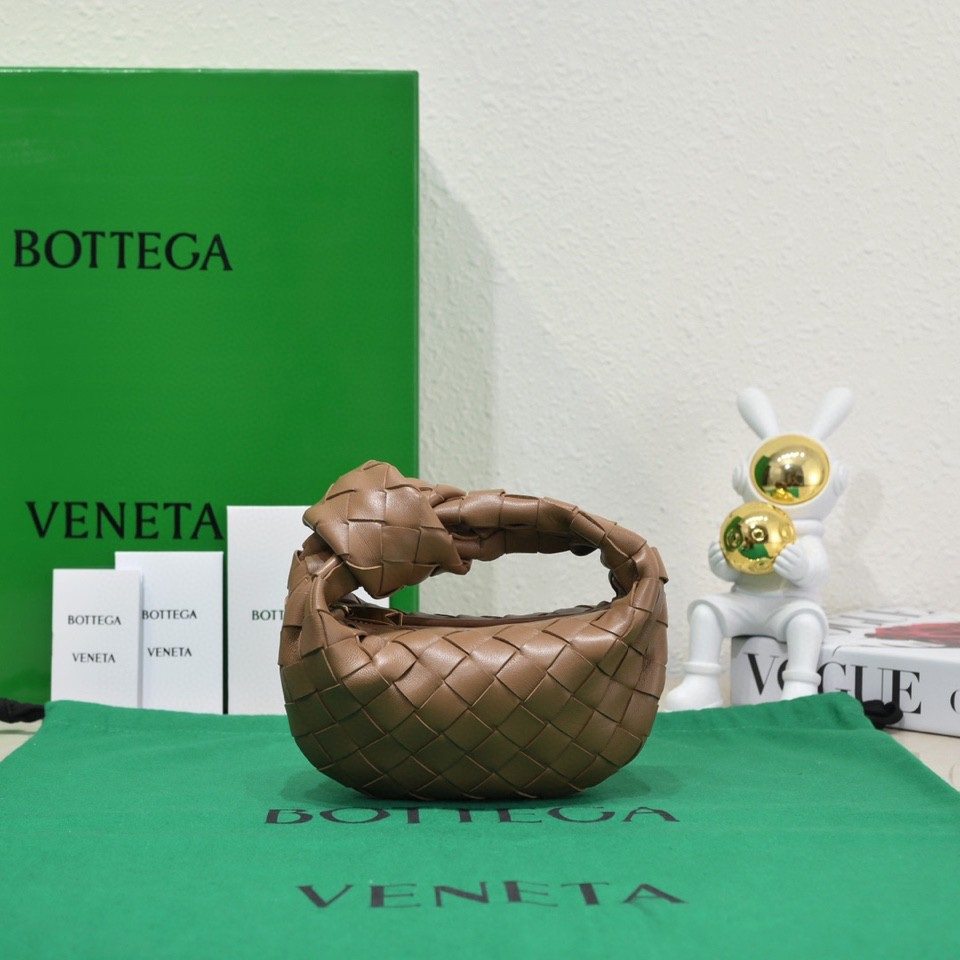 Bottega Veneta Candy Jodie Micro Intrecciato Leather Top Handle Bag Caramel