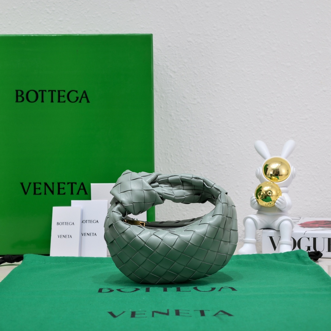 Bottega Veneta Candy Jodie Micro Intrecciato Leather Top Handle Bag Sage