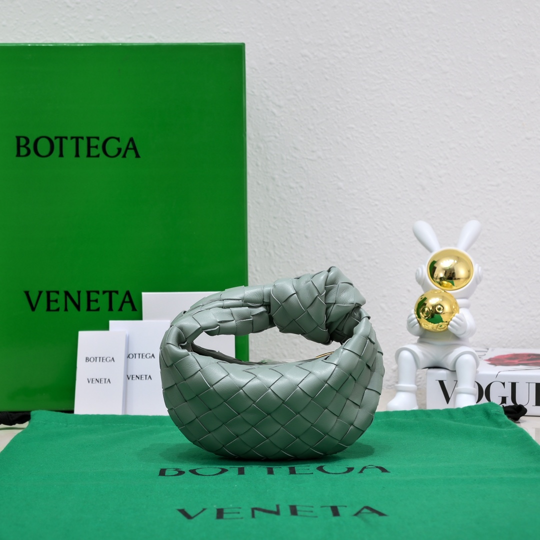 Bottega Veneta Candy Jodie Micro Intrecciato Leather Top Handle Bag Sage