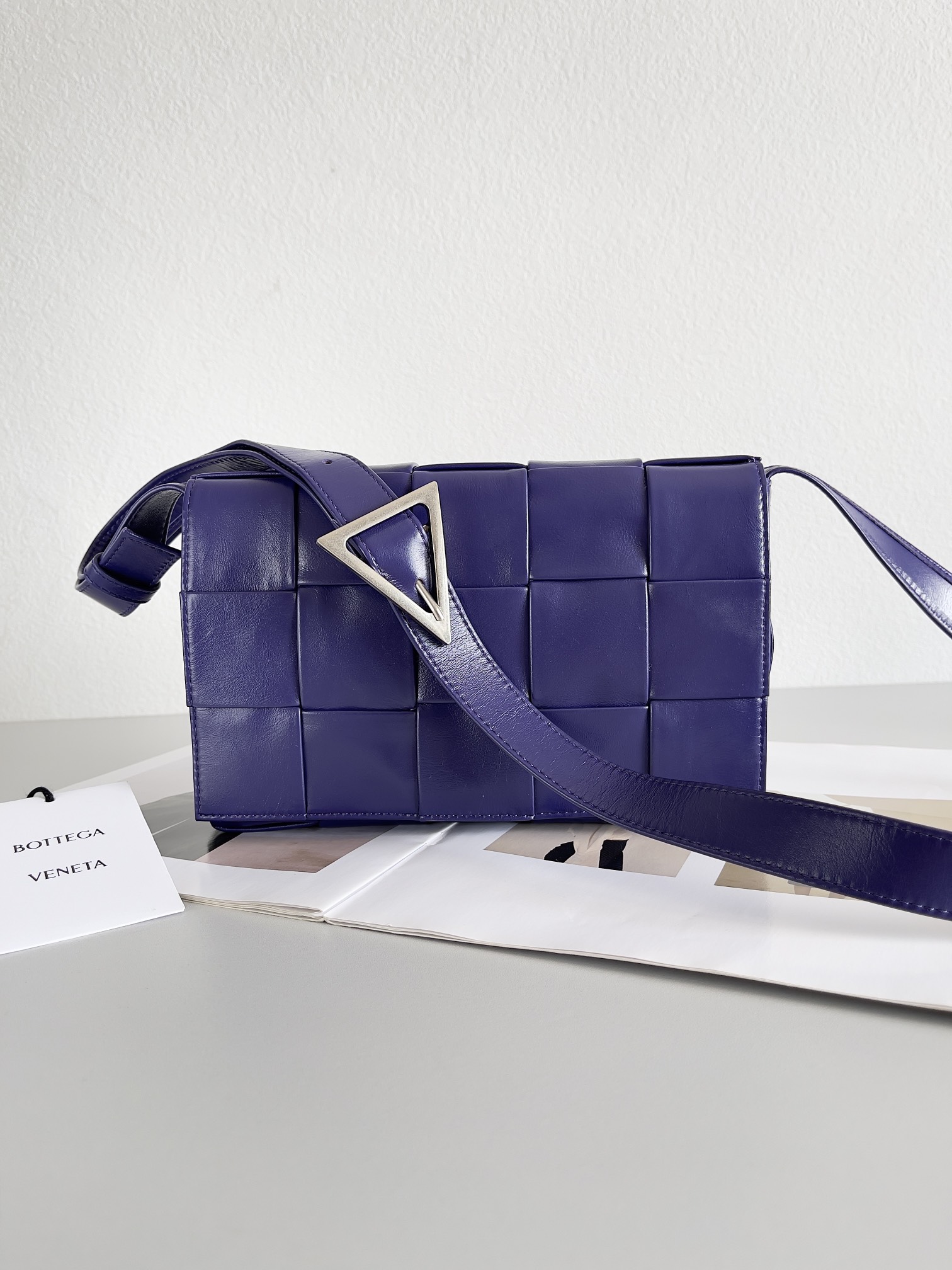 Bottega Veneta Cassette Intreccio Leather Cross-body Bag Purple