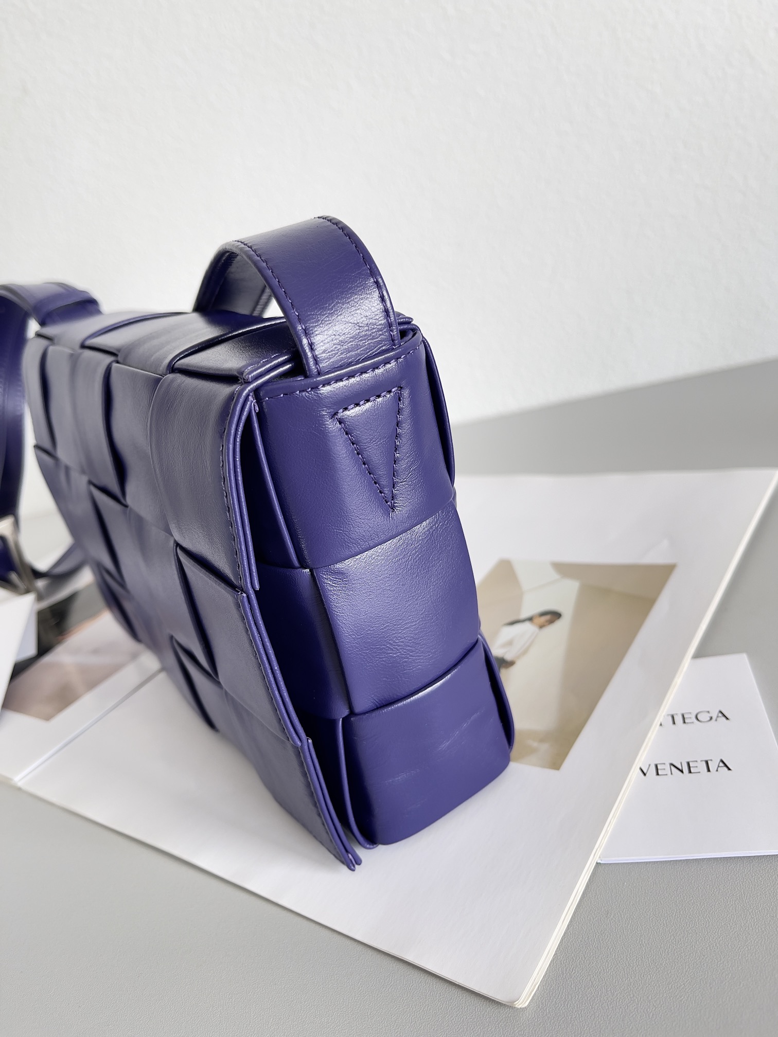 Bottega Veneta Cassette Intreccio Leather Cross-body Bag Purple